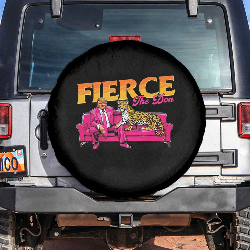 Trump 2024 Spare Tire Cover Fierce The Don Pink Trump Leopard TS09 No hole Black Print Your Wear