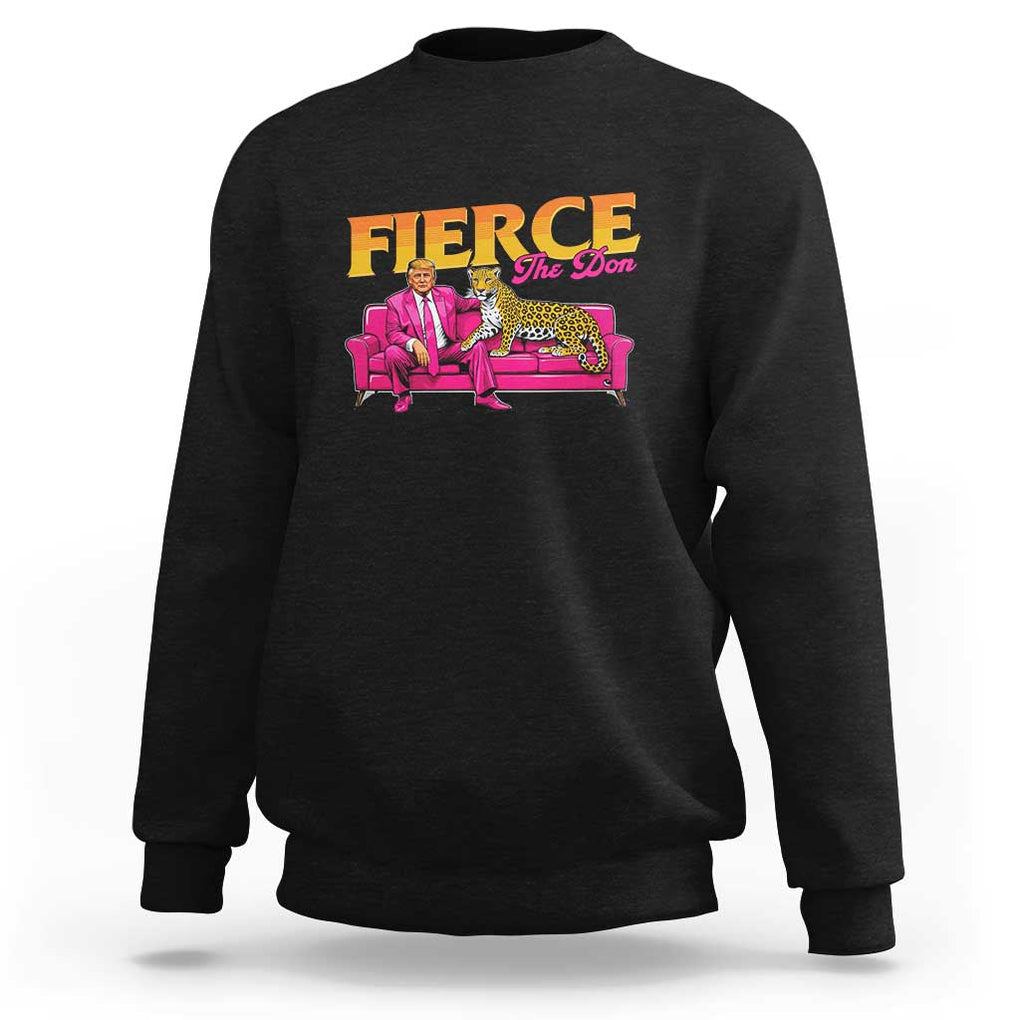 Trump 2024 Sweatshirt Fierce The Don Pink Trump Leopard TS09 Black Print Your Wear