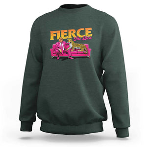 Trump 2024 Sweatshirt Fierce The Don Pink Trump Leopard TS09 Dark Forest Green Print Your Wear