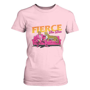 Trump 2024 T Shirt For Women Fierce The Don Pink Trump Leopard TS09 Light Pink Print Your Wear