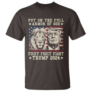 Christian Trump Fight T Shirt Put On The Full Armor Of God Never Stop Fighting TS09 Dark Chocolate Print Your Wear