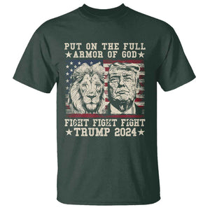 Christian Trump Fight T Shirt Put On The Full Armor Of God Never Stop Fighting TS09 Dark Forest Green Print Your Wear