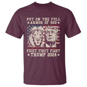 Christian Trump Fight T Shirt Put On The Full Armor Of God Never Stop Fighting TS09 Maroon Print Your Wear