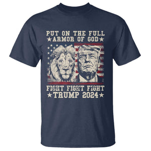 Christian Trump Fight T Shirt Put On The Full Armor Of God Never Stop Fighting TS09 Navy Print Your Wear