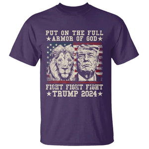 Christian Trump Fight T Shirt Put On The Full Armor Of God Never Stop Fighting TS09 Purple Print Your Wear