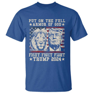 Christian Trump Fight T Shirt Put On The Full Armor Of God Never Stop Fighting TS09 Royal Blue Print Your Wear