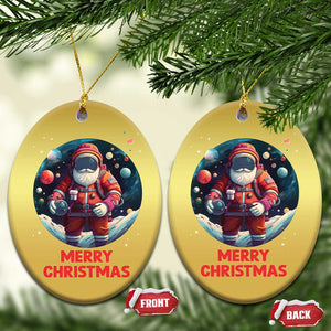 Santa Astronaut Xmas Space Colorful Planet Christmas Ornament TS09 Oval Gold Print Your Wear