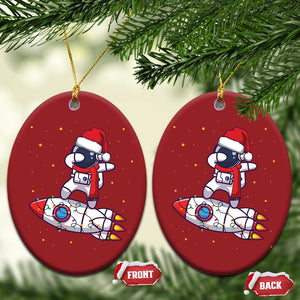 Santa Astronaut Dabbing Space Rocket Xmas Christmas Ornament TS09 Oval Red Print Your Wear