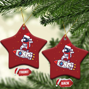 Santa Astronaut Dabbing Space Rocket Xmas Christmas Ornament TS09 Star Red Print Your Wear