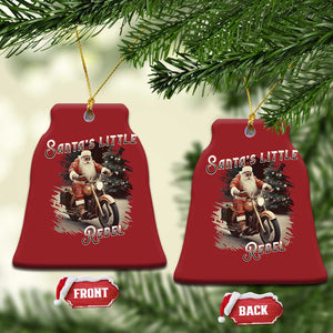 Vintage Xmas Santa Riding Motorcycle Christmas Ornament Santa's Little Rebel Rider Vintage TS09 Bell Flake Red Print Your Wear