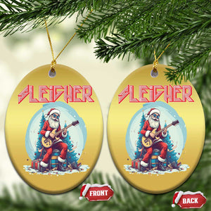 Xmas Heavy Metal Christmas Ornament Sleigher Hail Santa Playing Guitar TS09 Oval Gold Print Your Wear