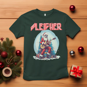 Sleigher Hail Santa Heavy Metal Christmas Rock T Shirt TS09 Dark Forest Green Printyourwear