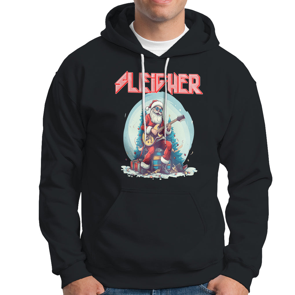 Sleigher Hail Santa Heavy Metal Christmas Rock Hoodie TS09 Black Printyourwear