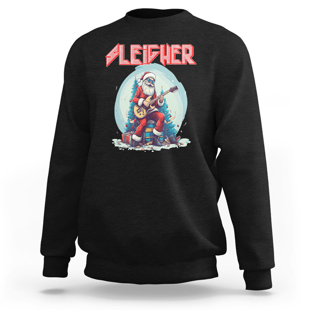 Sleigher Hail Santa Heavy Metal Christmas Rock Sweatshirt TS09 Black Printyourwear