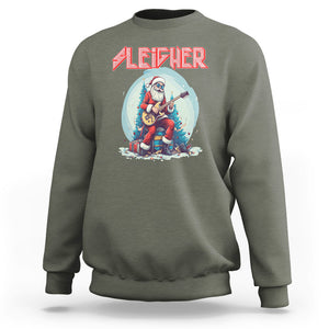 Sleigher Hail Santa Heavy Metal Christmas Rock Sweatshirt TS09 Military Green Printyourwear