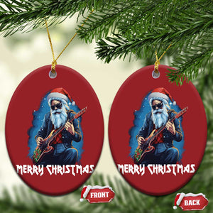 Xmas Rock Lover Christmas Ornament Sleigher Hail Santa Electric Guitar TS09 Oval Red Print Your Wear