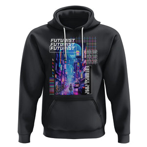 Japanese Cyberpunk Hoodie Tokyo Street Of Japan Night Futurist Aesthetic TS09 Black Printyourwear