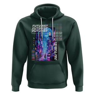 Japanese Cyberpunk Hoodie Tokyo Street Of Japan Night Futurist Aesthetic TS09 Dark Forest Green Printyourwear