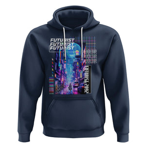 Japanese Cyberpunk Hoodie Tokyo Street Of Japan Night Futurist Aesthetic TS09 Navy Printyourwear