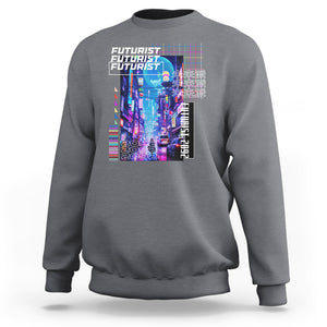 Japanese Cyberpunk Sweatshirt Tokyo Street Of Japan Night Futurist Aesthetic TS09 Charcoal Printyourwear