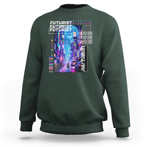 Japanese Cyberpunk Sweatshirt Tokyo Street Of Japan Night Futurist Aesthetic TS09 Dark Forest Green Printyourwear