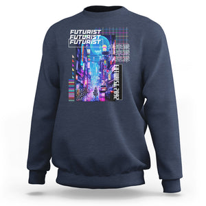 Japanese Cyberpunk Sweatshirt Tokyo Street Of Japan Night Futurist Aesthetic TS09 Navy Printyourwear