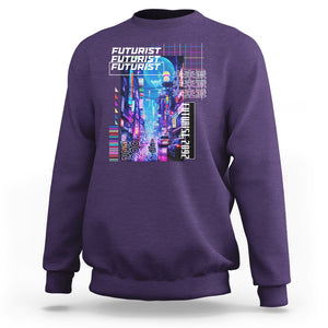 Japanese Cyberpunk Sweatshirt Tokyo Street Of Japan Night Futurist Aesthetic TS09 Purple Printyourwear