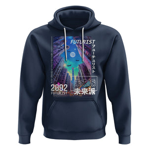 Japanese Cyberpunk Hoodie Tokyo Street Of Japan Night Futurist Aesthetic TS09 Navy Printyourwear