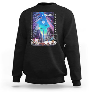 Japanese Cyberpunk Sweatshirt Tokyo Street Of Japan Night Futurist Aesthetic TS09 Black Printyourwear