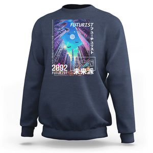 Japanese Cyberpunk Sweatshirt Tokyo Street Of Japan Night Futurist Aesthetic TS09 Navy Printyourwear