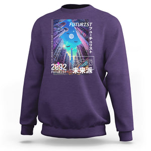 Japanese Cyberpunk Sweatshirt Tokyo Street Of Japan Night Futurist Aesthetic TS09 Purple Printyourwear