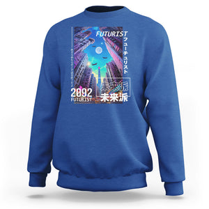 Japanese Cyberpunk Sweatshirt Tokyo Street Of Japan Night Futurist Aesthetic TS09 Royal Blue Printyourwear