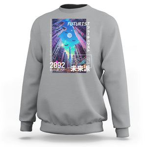 Japanese Cyberpunk Sweatshirt Tokyo Street Of Japan Night Futurist Aesthetic TS09 Sport Gray Printyourwear