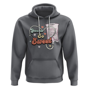 Valentine's Day Hoodie Retro Nurse Valentine You're So Sweet D10W Medical Peds PICU TS09 Charcoal Printyourwear