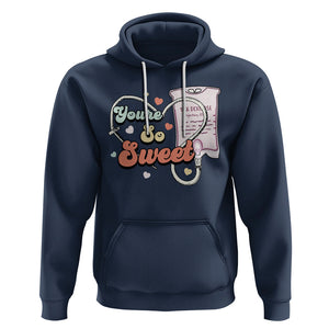 Valentine's Day Hoodie Retro Nurse Valentine You're So Sweet D10W Medical Peds PICU TS09 Navy Printyourwear