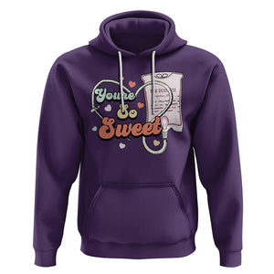 Valentine's Day Hoodie Retro Nurse Valentine You're So Sweet D10W Medical Peds PICU TS09 Purple Printyourwear