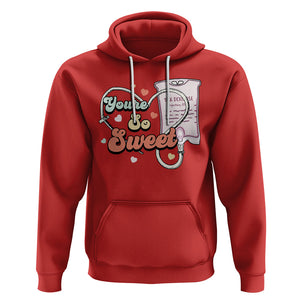 Valentine's Day Hoodie Retro Nurse Valentine You're So Sweet D10W Medical Peds PICU TS09 Red Printyourwear