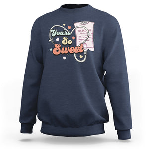 Valentine's Day Sweatshirt Retro Nurse Valentine You're So Sweet D10W Medical Peds PICU TS09 Navy Printyourwear