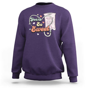 Valentine's Day Sweatshirt Retro Nurse Valentine You're So Sweet D10W Medical Peds PICU TS09 Purple Printyourwear