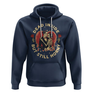 Dead Inside But Still Horny Vintage Skeleton Couple Valentine's Day Hoodie TS09 Navy Printyourwear