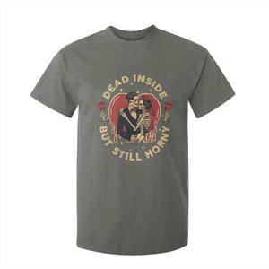 Dead Inside But Still Horny Vintage Skeleton Couple Valentine's Day T Shirt For Kid TS09 Military Green Print Your Wear