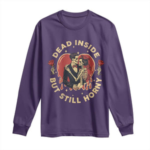 Dead Inside But Still Horny Vintage Skeleton Couple Valentine's Day Long Sleeve Shirt TS09 Purple Print Your Wear