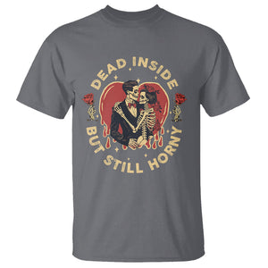 Dead Inside But Still Horny Vintage Skeleton Couple Valentine's Day T Shirt TS09 Charcoal Printyourwear