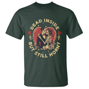 Dead Inside But Still Horny Vintage Skeleton Couple Valentine's Day T Shirt TS09 Dark Forest Green Printyourwear