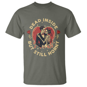 Dead Inside But Still Horny Vintage Skeleton Couple Valentine's Day T Shirt TS09 Military Green Printyourwear