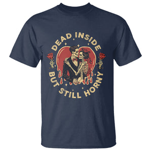 Dead Inside But Still Horny Vintage Skeleton Couple Valentine's Day T Shirt TS09 Navy Printyourwear