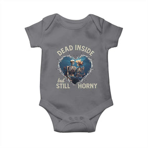 Dead Inside But Still Horny Skeleton Couple Valentine's Day Baby Onesie TS09 Charcoal Print Your Wear