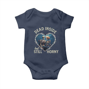 Dead Inside But Still Horny Skeleton Couple Valentine's Day Baby Onesie TS09 Navy Print Your Wear