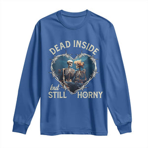 Dead Inside But Still Horny Skeleton Couple Valentine's Day Long Sleeve Shirt TS09 Royal Blue Print Your Wear