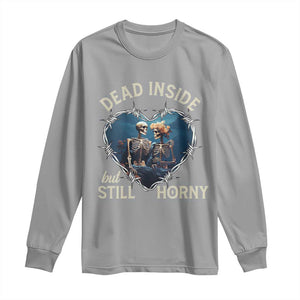 Dead Inside But Still Horny Skeleton Couple Valentine's Day Long Sleeve Shirt TS09 Sport Gray Print Your Wear